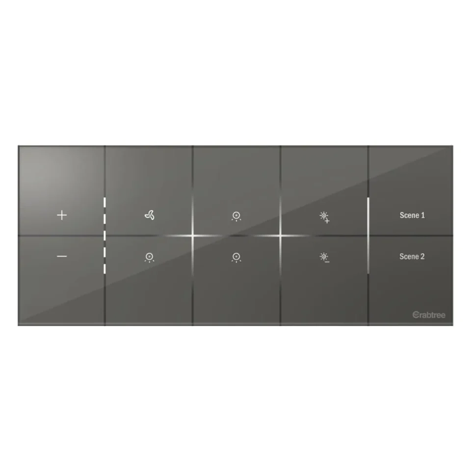 1 Fan, 3 ON/OFF Switch, 1 Dimmer, 2 scene I Sense Grey