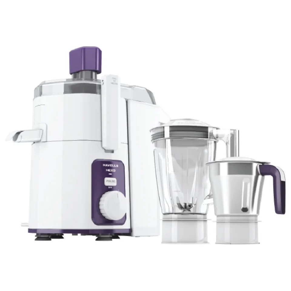 Hexo 1000 W Juicer Mixer Grinder White & Purple 2 Jar