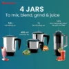 ESO 750 W Mixer Grinder Green and Black 750 W, 4 Jar