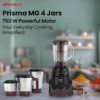 Prisma 750 W Mixer Grinder Black 750 W, 4 Jar