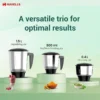 Capture 500 W Mixer Grinder Black and Grey 500 W, 3 Jar